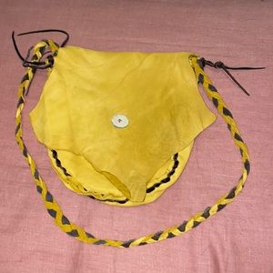Genuine Leather “Hyde” yellow braided purse